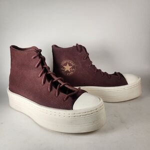 CONVERSE Chuck Taylor Women's Sneaker Size 7 Brown Platform All Star Leather
